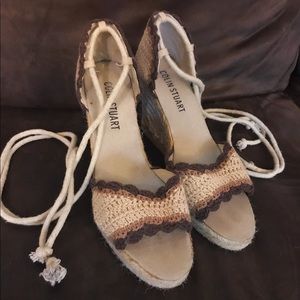 Colin Stuart Crochet Wedge Strapy Sandal